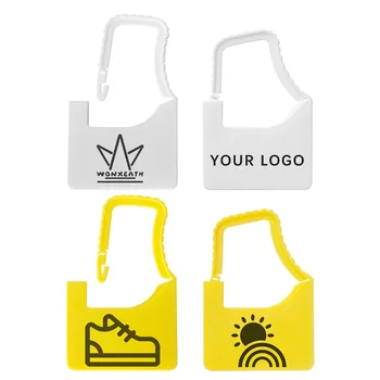 

WONXEATH 100Pcs Custom Logo Tag Label Disposable White Yellow Plastic Garment Security Seal Tag for Clothes Shoes Bags Logistics