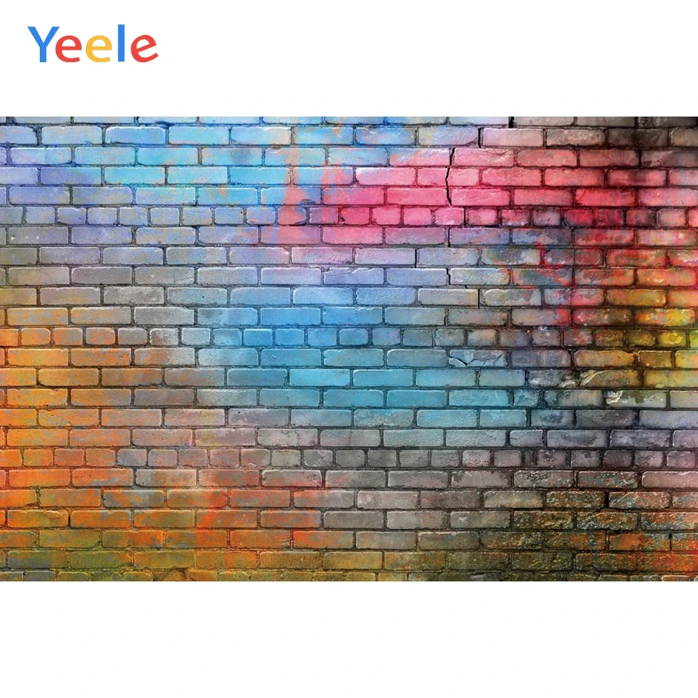 

Yeele Colorful Brick Wall Backdrop Newborn Baby Portrait Custom Vinyl Photography Background For Photo Studio Photophone Props