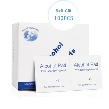 

100pcs/lot 6*6cm Antibacterial Wipes Alcohol Pad Virus Protection 75% Aocohol Wet Wipe For Antiseptic Skin Cleaning Care Tools
