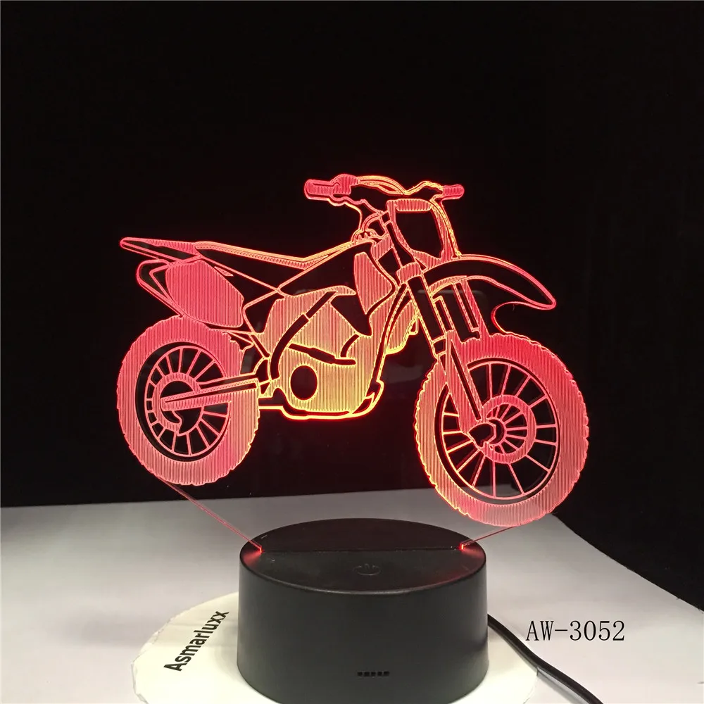 

Luminous Motorcycle Model 3D Led Lamp Colorful Touch Nightlight Flash Lighting Glow in the Dark Motor Illusion Toys AW-3052