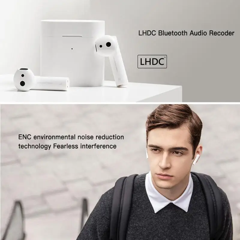 Xiaomi Air 2 TWS Bluetooth Headset Mi Airdots Pro 2 Earbuds Smart Voice Control Dual Mic ENC LHDC Noise Canceling HD Earphones