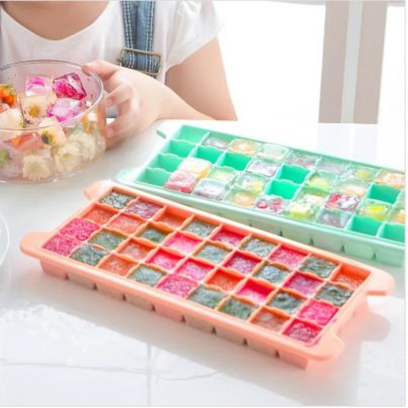 

Ice Cube Making Mold With Cover 36 Grids Silicone Ice Cube With Lid Eco-Friendly Cavity Tray Ice Cubes Fruits Mold Ice Maker