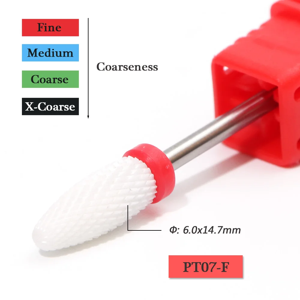 1 шт., керамические сверла для ногтей, фреза, шлифовальный гель для удаления лака для ногтей, пилочки для кутикулы, аксессуары, инструмент для маникюра, BEPT01-07 - Цвет: PT07-F