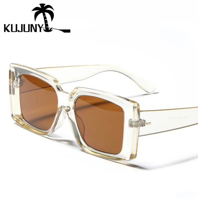 

KUJUNY Square Retro Fashion Women's Sunglasses Vintage Rectangle Fashionable Sun Glasses Luxury Brand Designer Eyeglasses