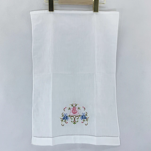 Kézi Törölközők Vászon Hemstitched Tea Törölköző 14X22 Hüvelykes Tisztítószekrény Vendég Étel Konyhai Fürdőszoba Törülközők