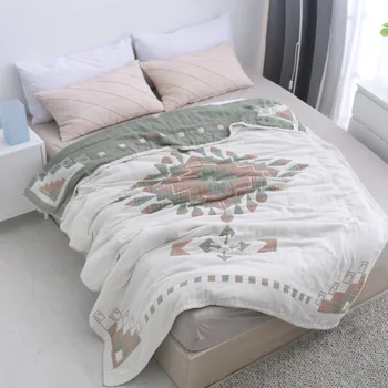 

Muslin Breathable Home Camping Blankets Child Infant Home Bed Bedspread Travel Plaid Furniture Covering