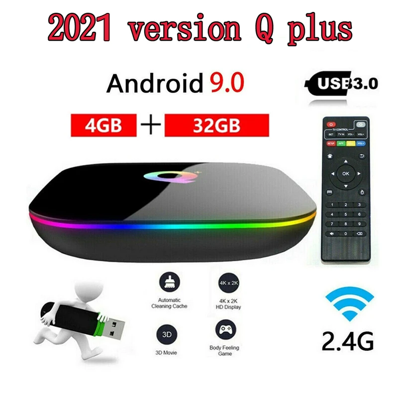 Приставка Смарт-ТВ Q Plus 4 + 32 ГБ ядра 2 ГГц Wi-Fi | Электроника