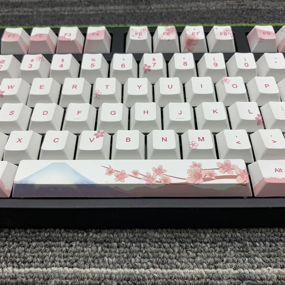  Cherry Blossom Keycaps Full Set Mechanical Keyboard Keycaps PBT 5 Face Dye-Sublimation Keycap For A