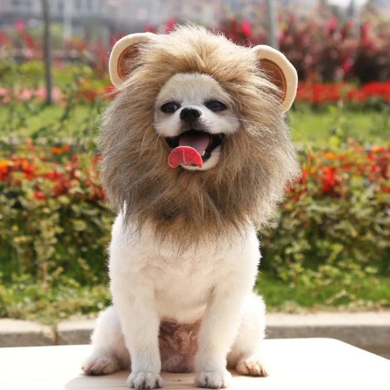 Cute Dog Brown Wig For Dog Halloween Pet Dog Lion Mane Wig