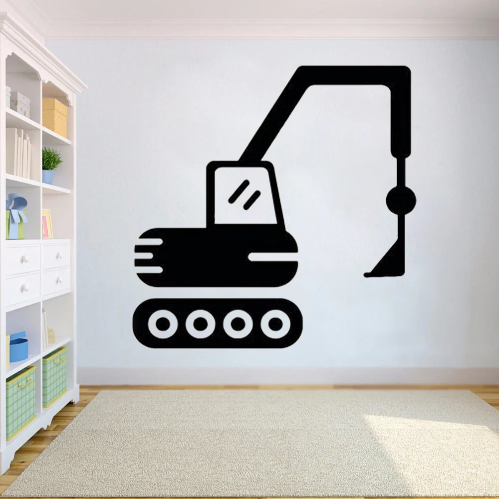 Construction Crane Wall Decal for kids room decor Heavy Construction Wall Sticker Crane Wall