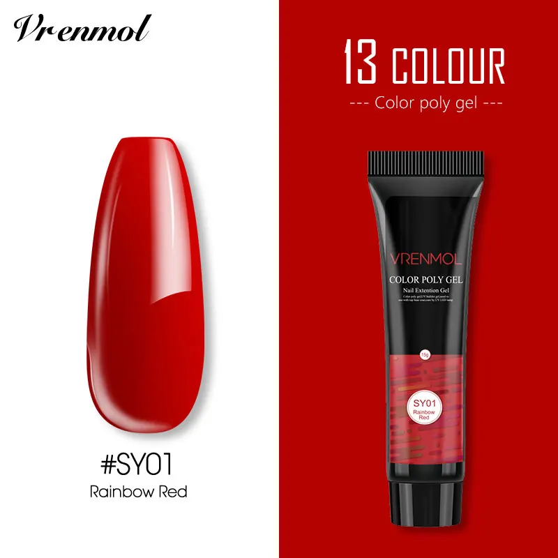 15ml SY01 Vrenmol цветной Алмазный полигель для наращивания ногтей УФ-Гель-лак с блестками долговечный впитывающийся для самостоятельного маникюра - Цвет: 15ml SY01
