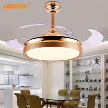 42 дюймов, креативные потолочные вентиляторы в скандинавском стиле с подсветкой, невидимый смарт-пульт дистанционного управления, светильник для дома, гостиной, светодиодный светильник с затемнением