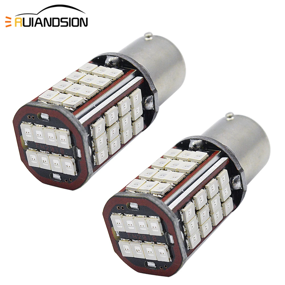 Пара бесполярных 10-30 в 2835 56 SMD СВЕТОДИОДНЫЙ сменный фонарь блестящего красного цвета для автомобилей, грузовиков, тормозных Задних указателей поворота