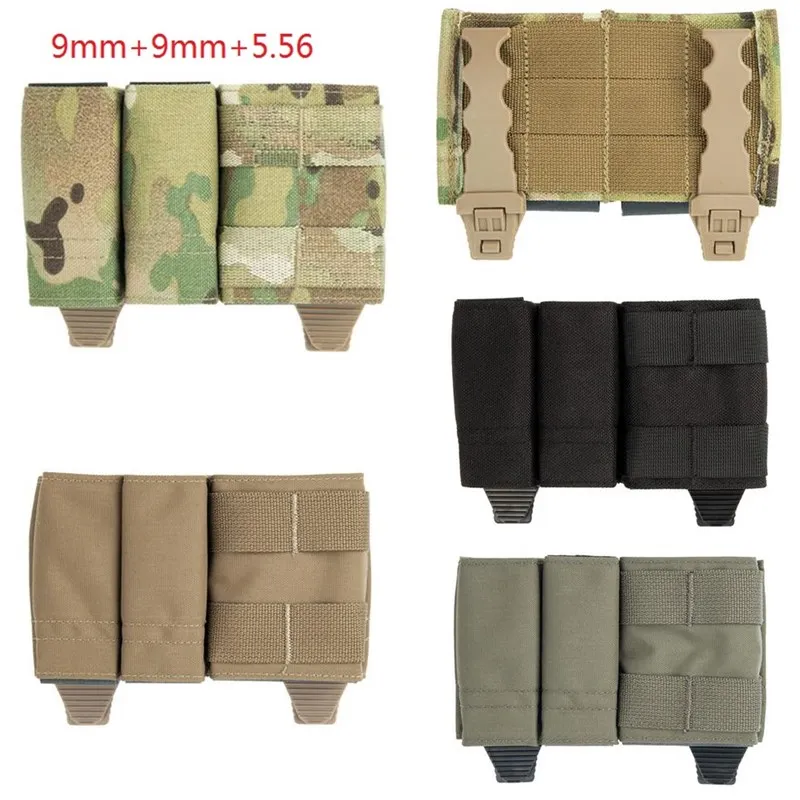 Chaleco táctico 1 + 2, bolsa Triple para revistas, sistema de munición para cargador, Clip, bolsas de bolsillo, 5,56