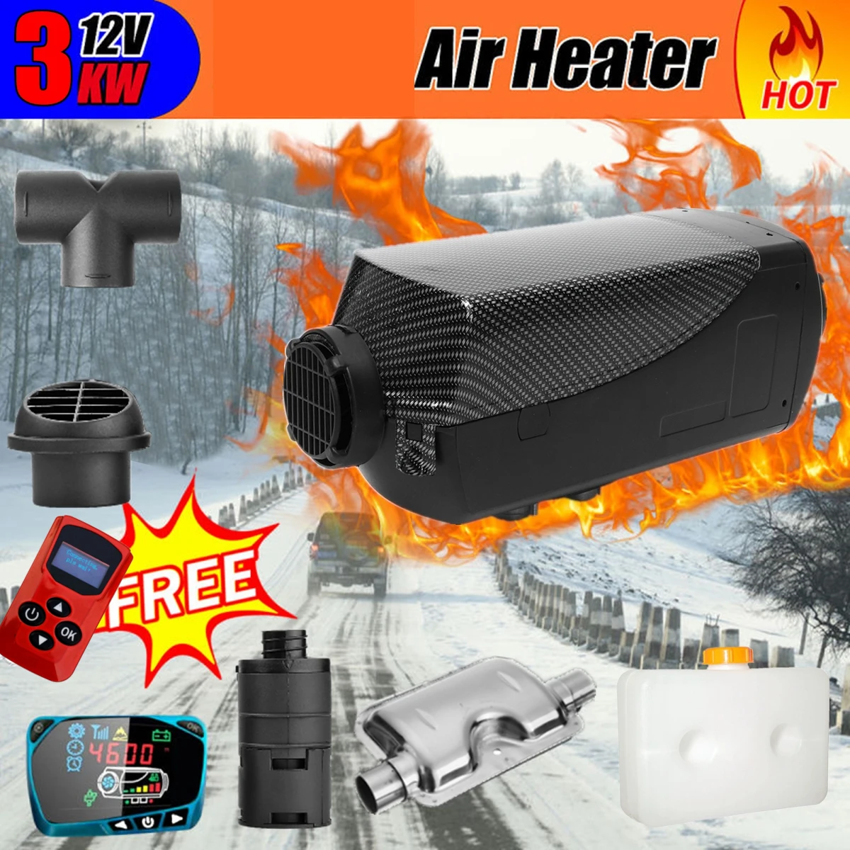 

3000W 12V Car Heater Air Diesels Heater Parking Heater With Remote Control LCD Monitor For RV Motorhome Trailer Trucks Boats