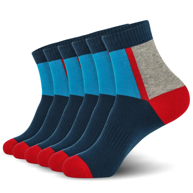 Мужские спортивные носки, хлопок, контрастные цвета, дизайнерские мужские носки, 6 пар/лот(EU 39-46)(US 7,0-12,0) VKMONY - Цвет: Dark blue6
