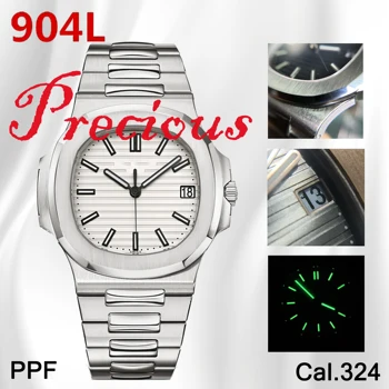 

Automatic Watch Men 5711 PPF V4 1：1 SS horizontally embossed dial Stainless Steel bracelet 324 Movement best version AAA watch