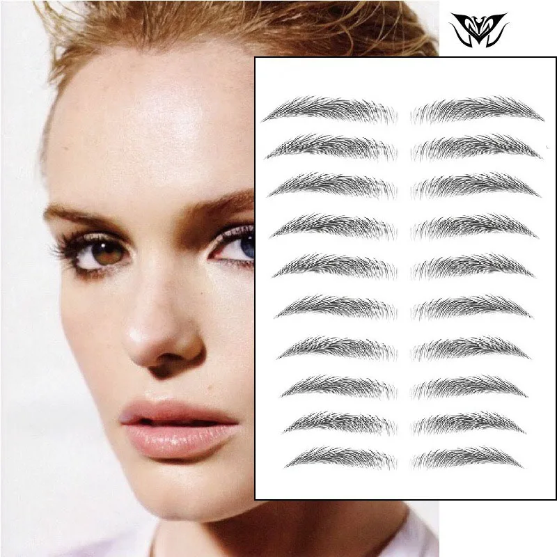 

3D Creative Eyebrows Tattoo Stickers Waterproof Simulation Disposable Eyebrows Sticker Water Transfer Brow Grooming Suppies