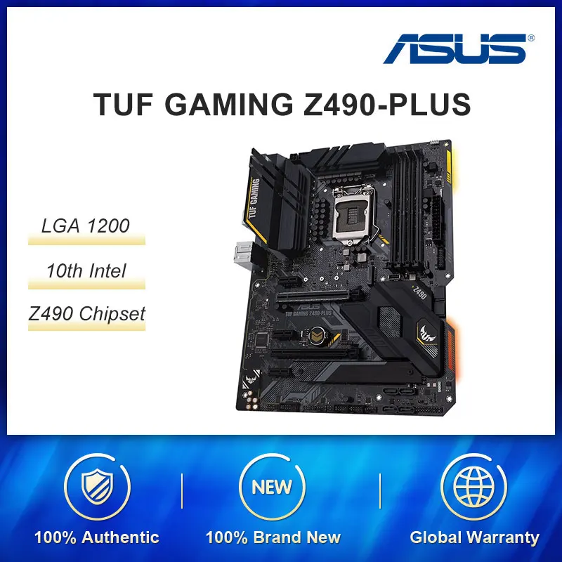 Игровой ASUS TUF LGA 1200 Материнская плата Intel 10th Gen Z490 (Wi-Fi 6) SATA 6 ATX материнская (Dual M.2 12 + 2 |