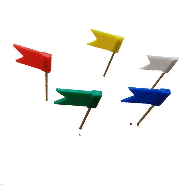 Flag Push Pins Marker Long Needle Thumbtack for Office School Wall Photo World Map Pin Board Marking Notice Cork Needle 100Pc
