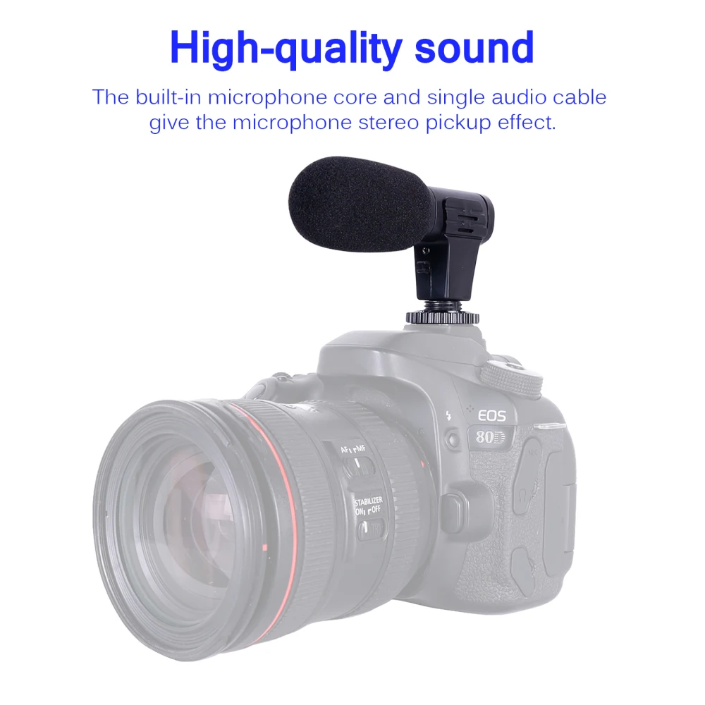 MIC-06 Camera Microphone 3.5mm/0.14inch Video Microphone Interview Microphone Efficient Portable Microphone Set for Meeting