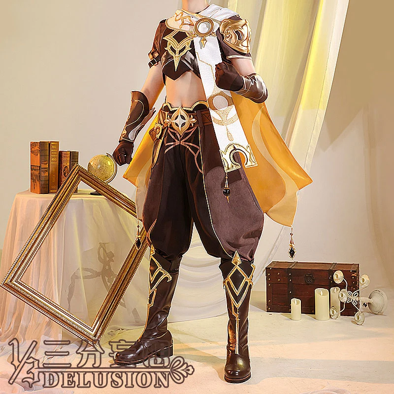 

COSLEE Anime Genshin Impact Aether Traveler Cosplay Costume Game Suit Uniform Men Halloween Carnival Party Outfit Role Play