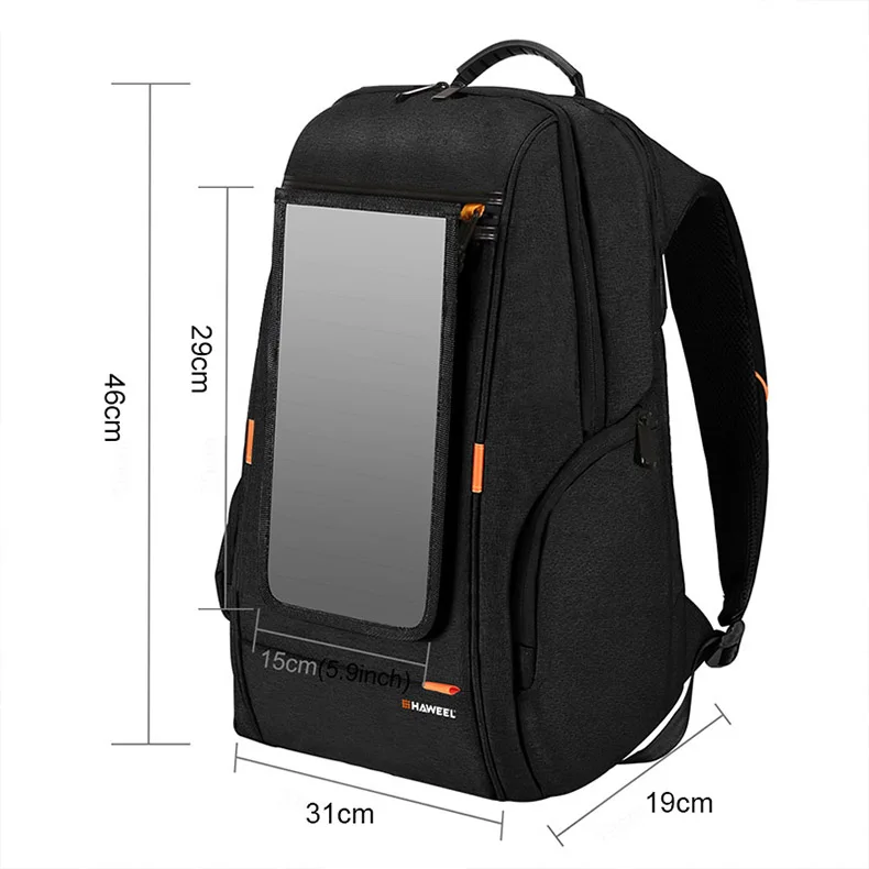Рюкзаки для путешествий с солнечной панелью, многофункциональный дышащий мужской рюкзак, сумка для ноутбука с ручкой, usb-порт для зарядки XA279Z