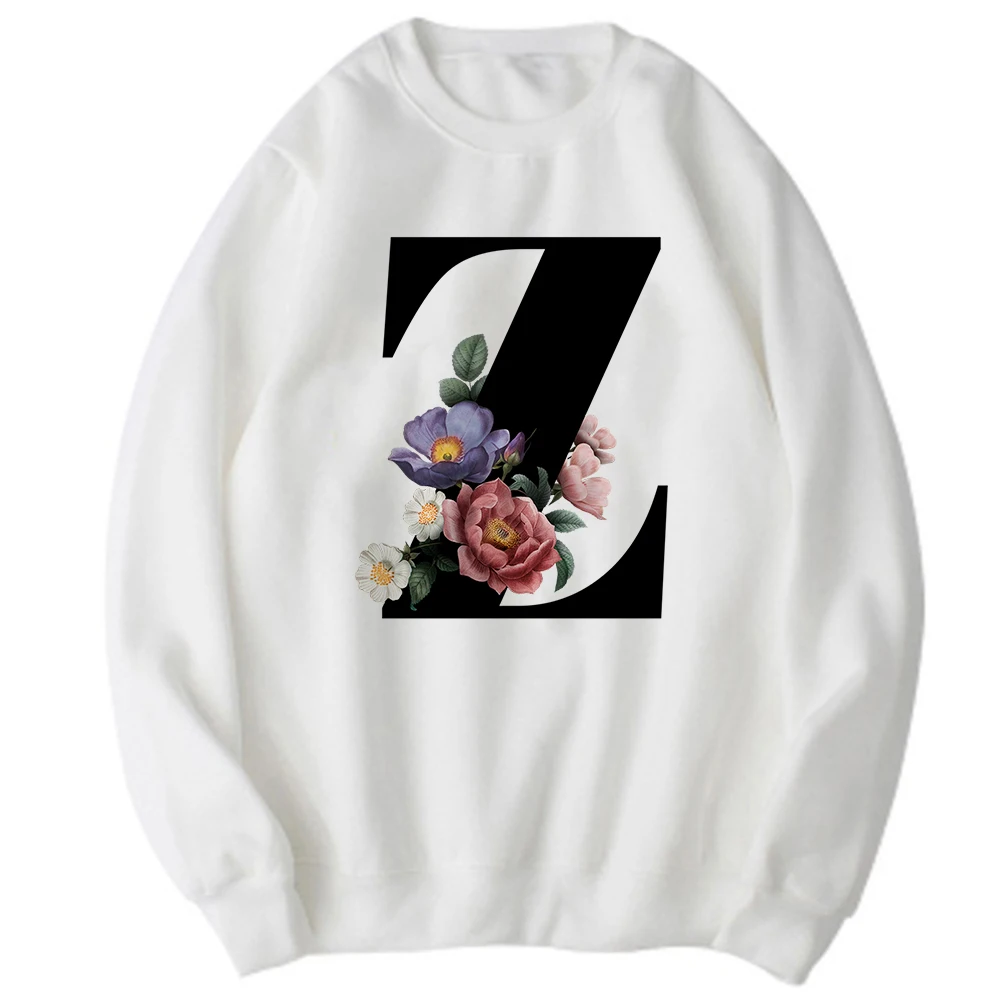 

English Letter Z And Flowers Design Women Hoodie Trend Popular Breathable Modern Exquisite Fashion Sportswear Usa Sweatshirt