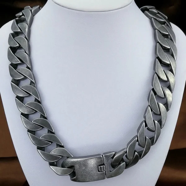 Top quality 316L stainless steel Retro curb 24mm solid heavy long chain necklace jewelry N414
