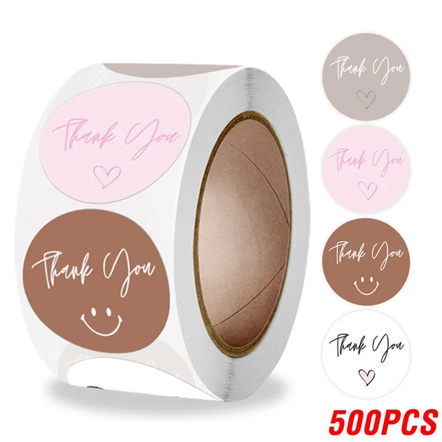 100-500pcs Thank You Sticker Envelope Seal Scrapbook Sticker Pink Heart Cute Round Sticker Stationery Label Stickers YH193-500pcs