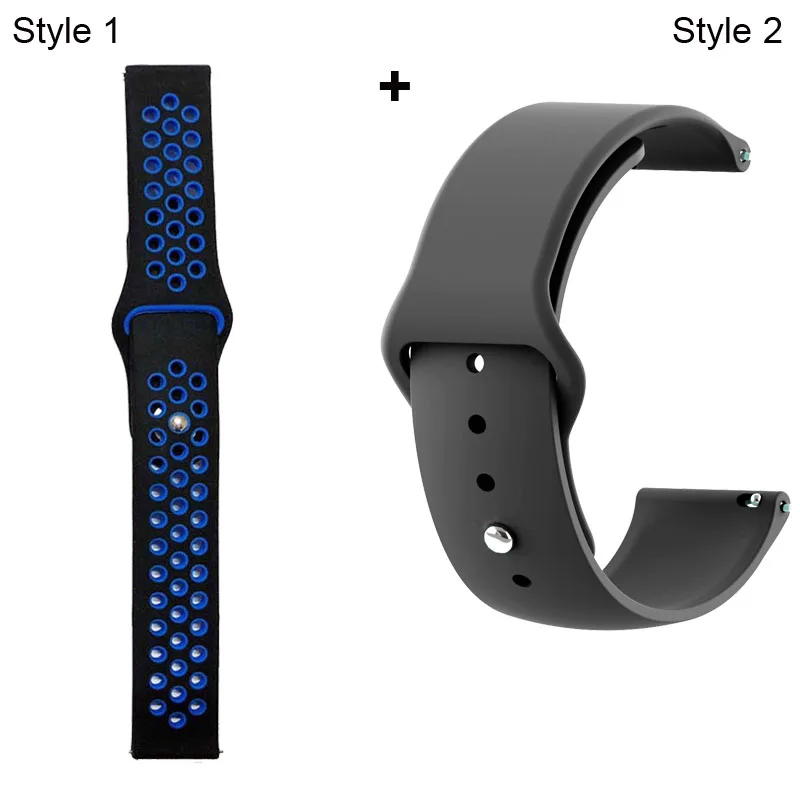 Ремешок для Xiaomi Amazfit Pace Stratos GTR 47 мм для huawei GT 2 46 мм Honor Magic Dream ремешок для samsung gear S3 Galaxy 46 мм - Цвет: Black Blue-Black
