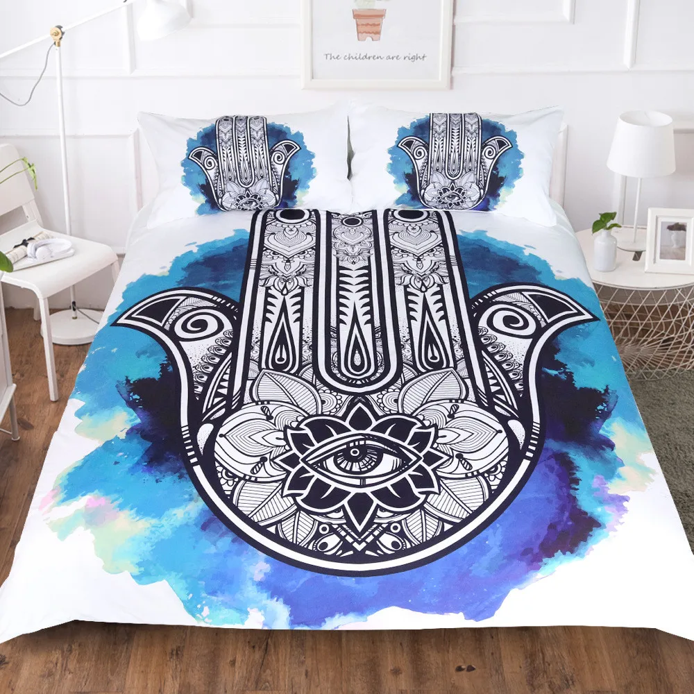 

Hand Bedding Set Boho Duvet Cover Set Wings Galaxy Bedspreads Microfiber Palm Bed Cover