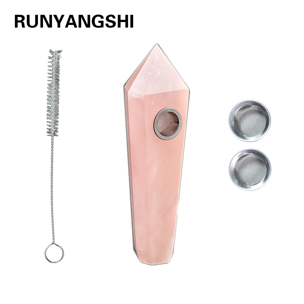 Runyangshi 1 шт. Кварцевая Хрустальная труба с розовым кристаллом для курения