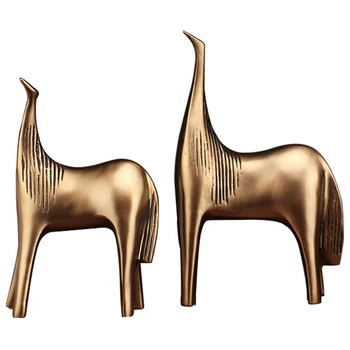 

2 Pcs Gold Abstract Horse Statue Resin Art Statue Sculpture Home Decoration Accessories Modern Ornaments Animal Statues Crafts