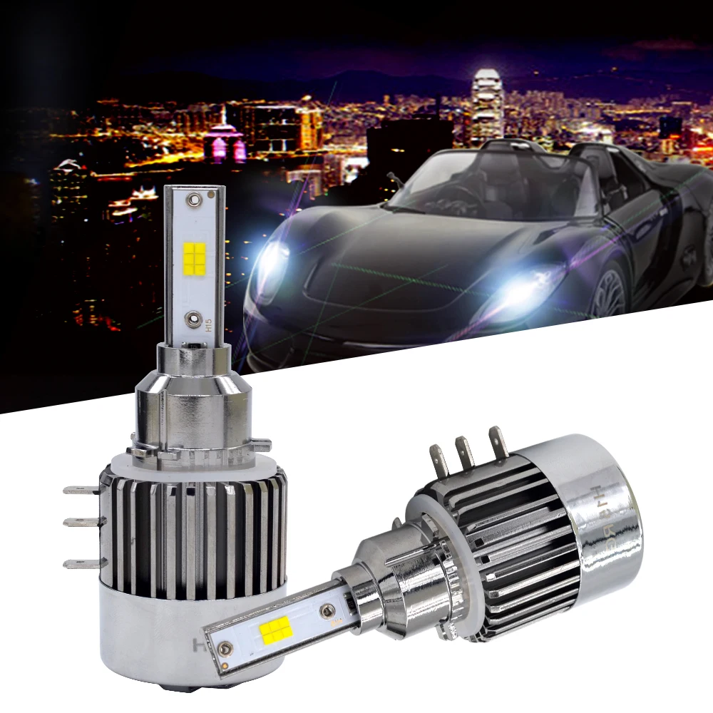 HIDLT 2PCS 12V-24V Car LED Headlight H15 120W 6500K White Super Bright Canbus Error Free Auto LED Replacement Fog Lamp Bulbs (1)