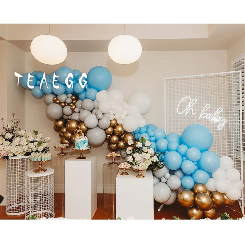 

183pcs/set Blue White Gold Gray Mixed Latex Balloons Garland Arch Kit Baby 1st Birthday Party Decoration Globos Bride Supplies