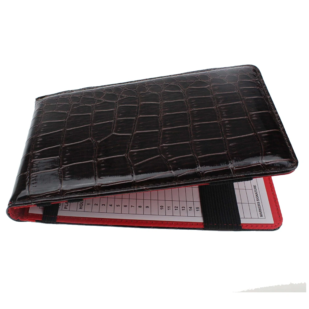 Scorecard PU Leather Portable Durable Embossed Professional Statistics Universal Golf Fashion Training With Pencil Solid - Цвет: Черный
