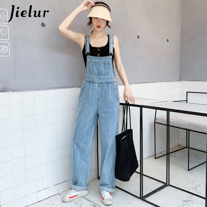 Light blue Jielur джинсовые комбинезоны с высокой талией джинсы для женщин широкие брюки новая мода винтажные шикарные осенние корейские Pantalon джинсы для женщин - Цвет: Light blue