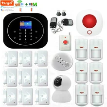 Yobang Sec wifi GSM GPRS сигнализация система Tuya приложение дистанционное управление RFID карта снятие с охраны дыма датчик Пожарной Сигнализации ip-видеокамера комплект