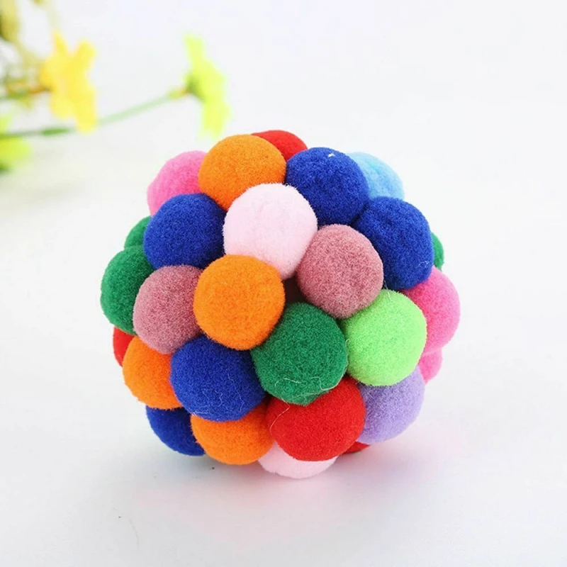 Dropship Pet Cat Ball Toy Colorful Handmade Bells Bouncy Balls Catnip Interactive Toy Pet Cat Supplies