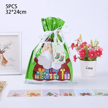 

5 Pcs Gift bag Xmas Party Favor Candy Pouch Bag Sack Wrapping Supplies