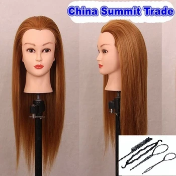 

Hairdressing Blonde Mannequin Heads Female Blonde Wig Hairdressers Mannequins Doll Training Head Womem Bracket