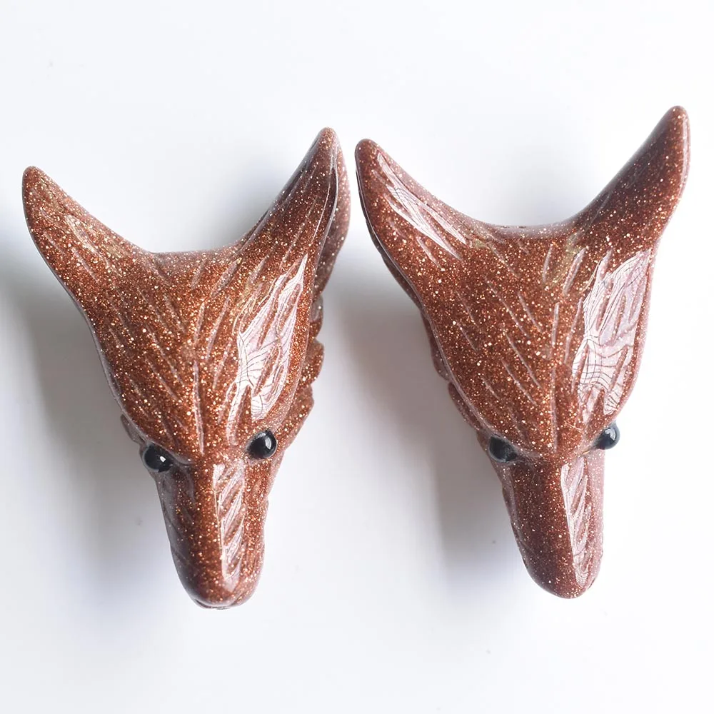 

Wholesale 2pcs/lot Fashion good quality gold color sand stone Carved Wolf Head shape Pendants for Necklace jewelry making free