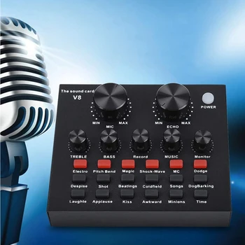 

Karaoke Audio Computer Home Voice Chat External USB Sound Card KTV Live Broadcast Recording PC Headset Microphone For Mobile