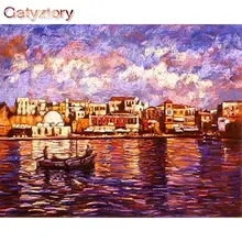 

Painting By Numbers riverside Photo Frames landscape Picture Decoration home Acrylic Canvas Drawing Gatyztory Diy Kit