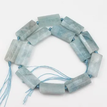 

14x28mm Natural Aquamarines Stone Beads Rectangular Loose Spacer Beads For Jewellery Making Diy Bracelet Necklace 15‘’
