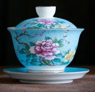 Новое поступление Jingdezhen высококачественная керамическая пиалы для чая эмалированная чаша для китайского кунг-фу Gaiwan, чайная чашка чайная чаша чайная посуда - Цвет: 6