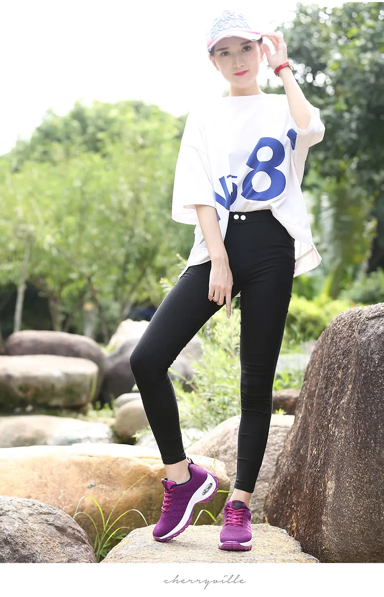 Walking Shoes 2021 New Women Breathable Casual Shoes Outdoor Light Weight Frenulum Casual Walking Platform Ladies Sneakers Black