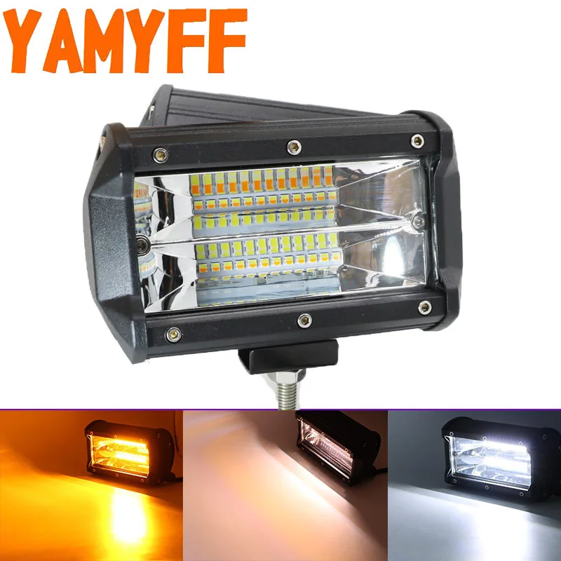 LED Work Light Bar Triple Color Strobe 5 Inch Led Pods Amber Off-Road Flash Lights Fog Driving For Tractor SUV ATV 4WD Boat 12V |