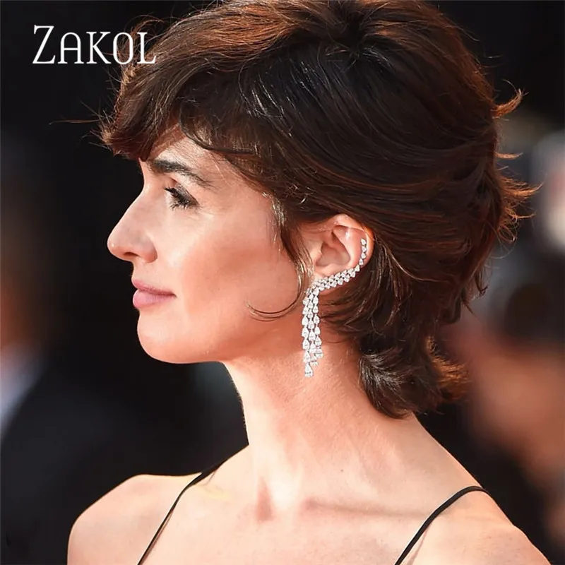 Женские серьги капельки ZAKOL роскошные чудесные с фианитом AAA модные крыльями и